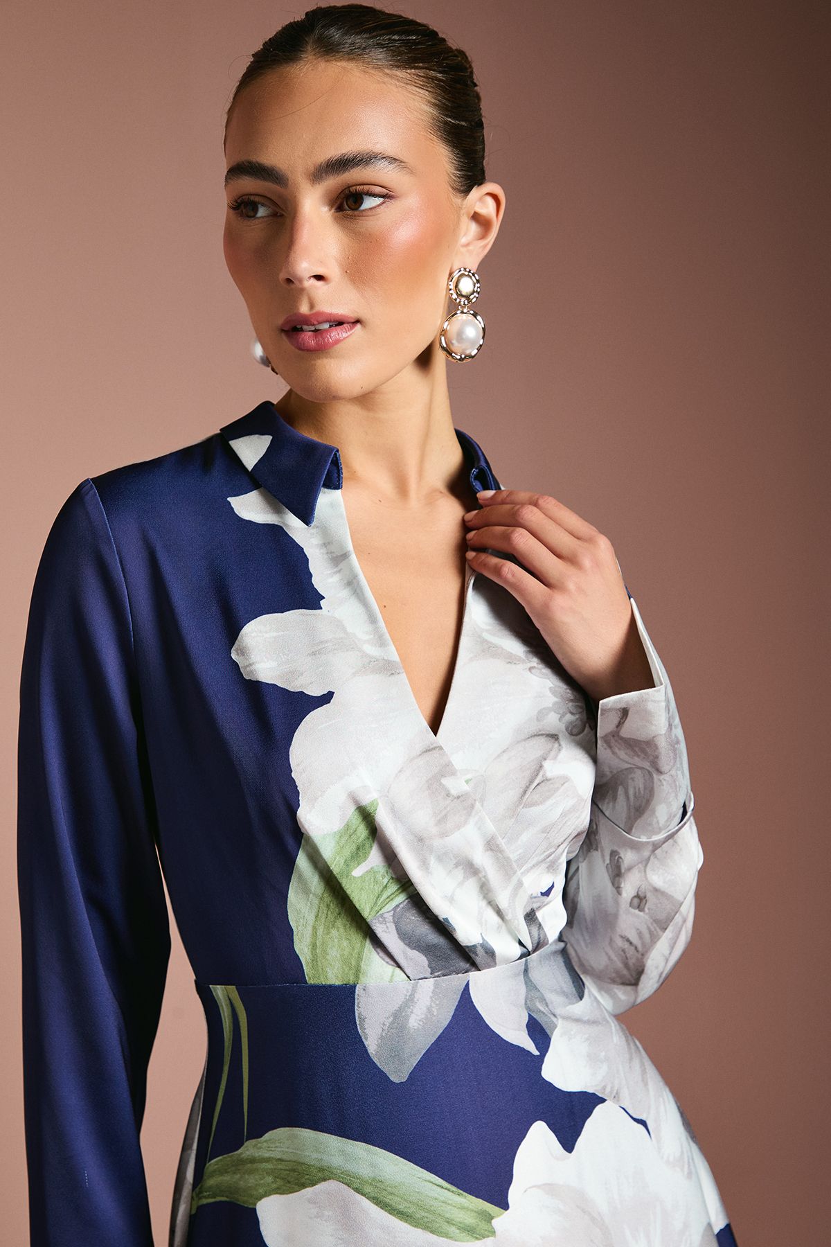 Coast Placement Print Wrap Front Maxi Dress Navy image 2