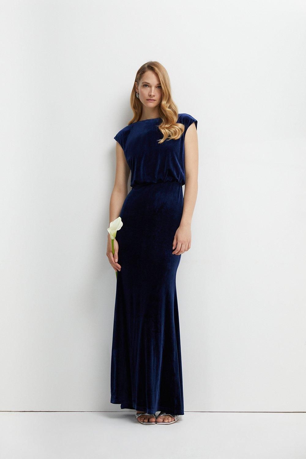 Coast Blouson Waist Bridesmaid Maxi Dress Navy