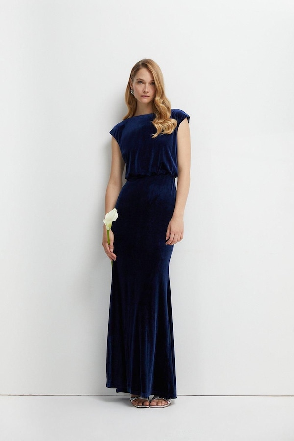 Coast Blouson Waist Bridesmaid Maxi Dress Navy