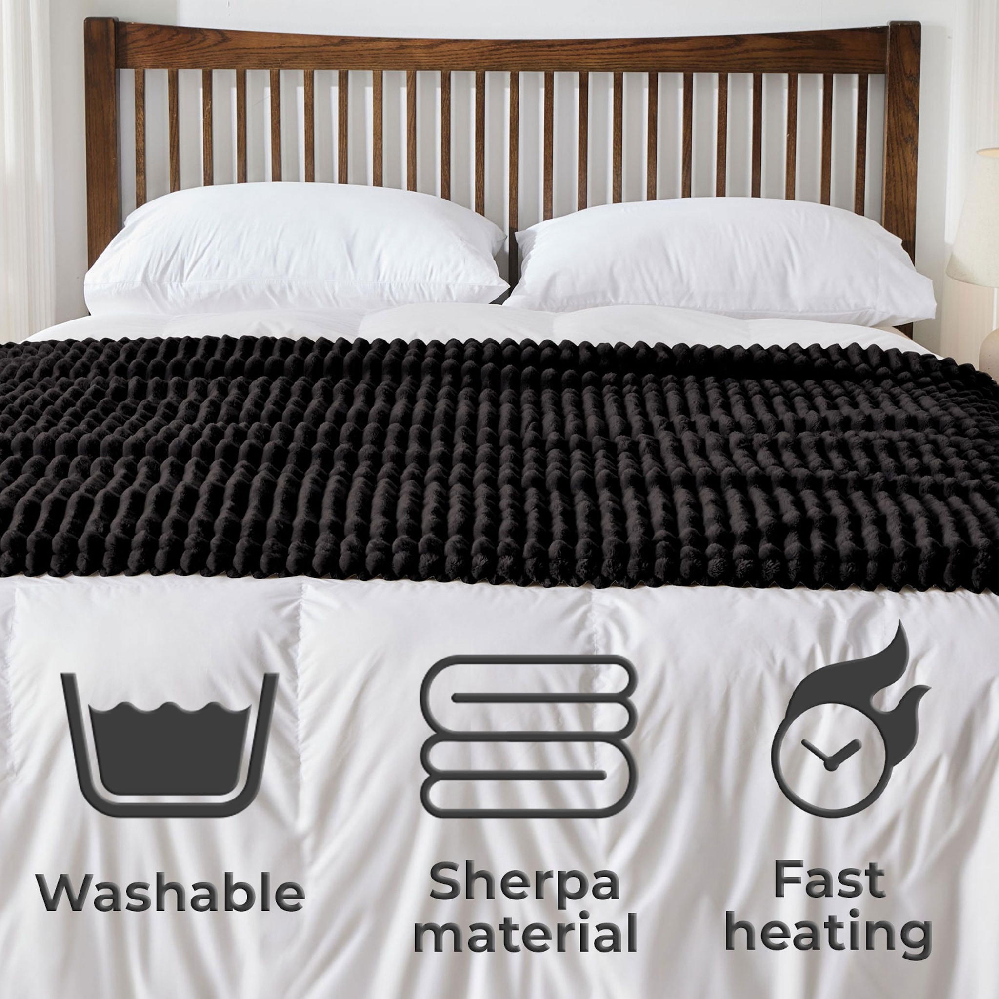 Neo Waffle Shaped Electric Blanket Heated Fleece Overblanket Throw Machine Washable Remote Timer Control Heat Settings image 4