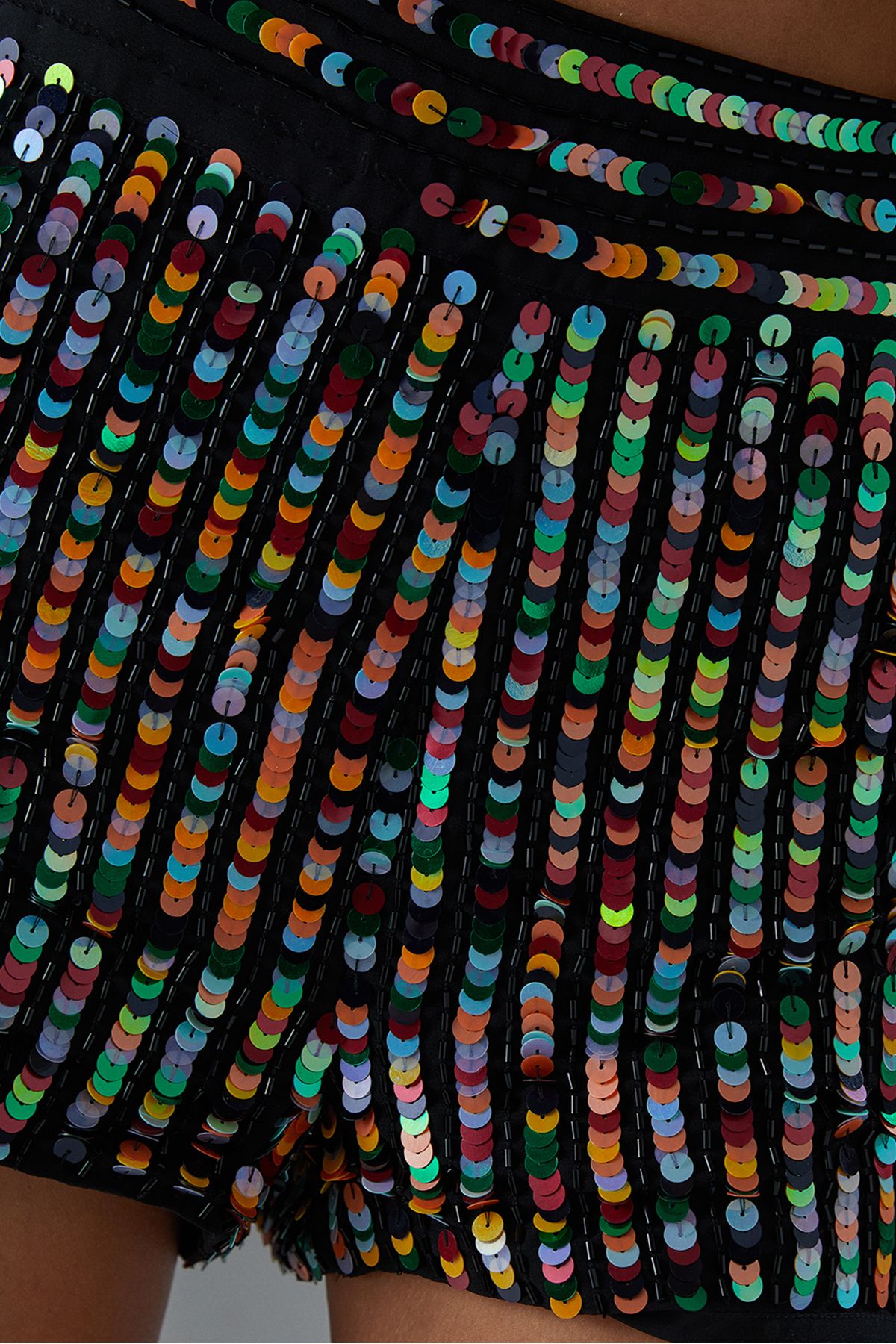 Warehouse Premium Hand Embellished Multicolour Sequin Hot Pant Shorts Multi image 5