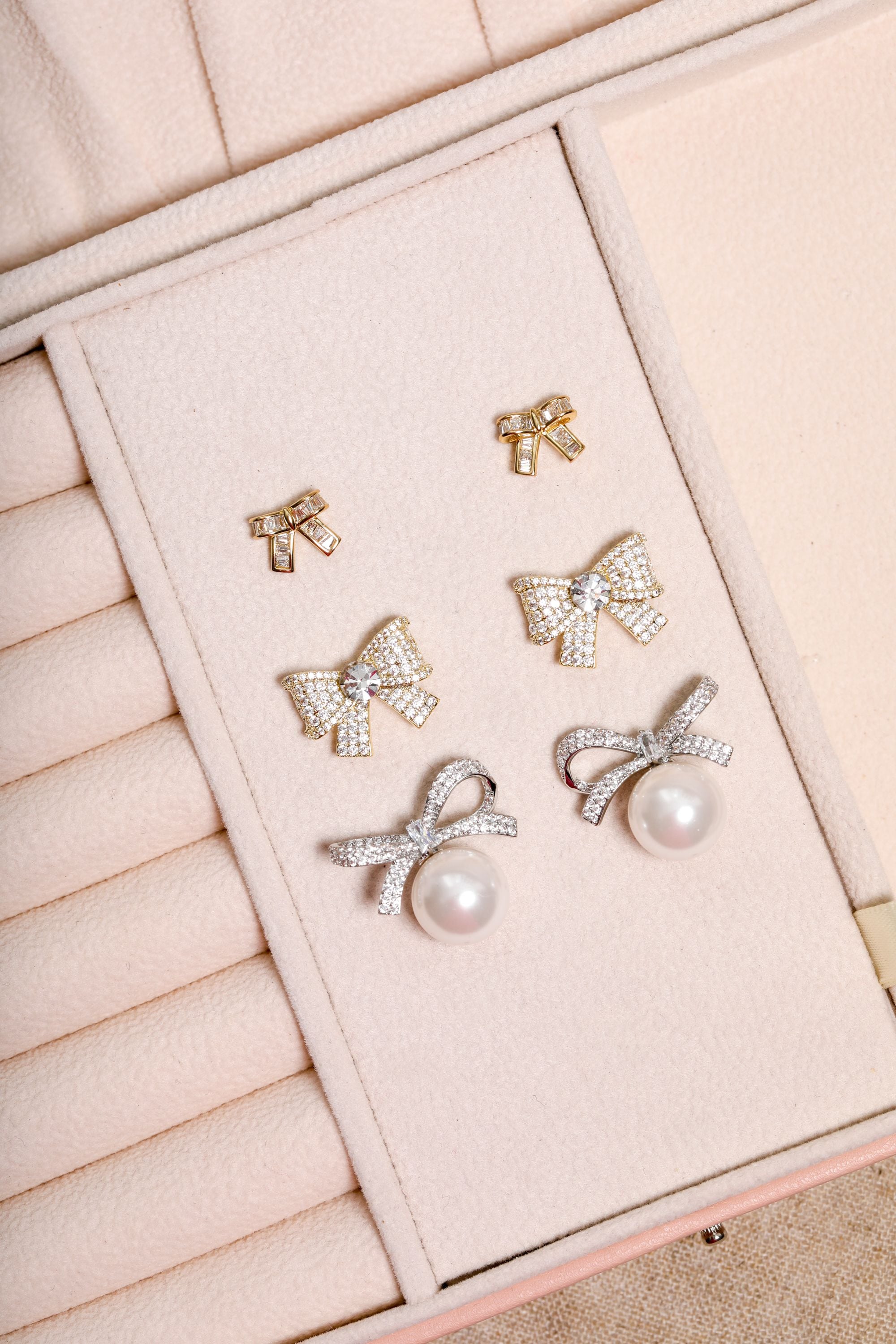 Jon Richard Gold Plated and Pave Bow Studs image 3