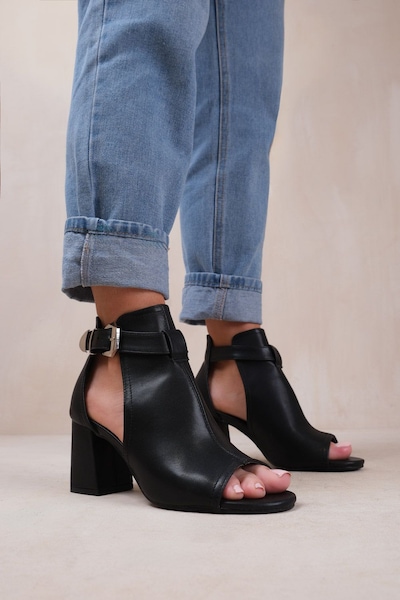 Where's That From 'Lisa' Wide Fit Block Heel With Side Buckle And Open Toe Front