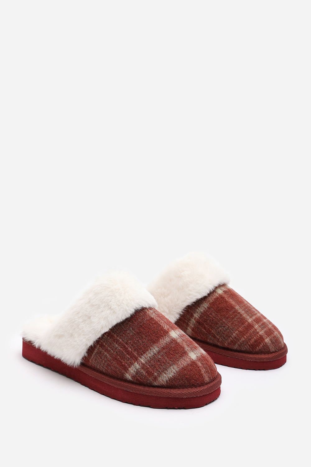 Where's That From 'Jemima' Tartan Mule Slippers with Faux Fur Trim image 5