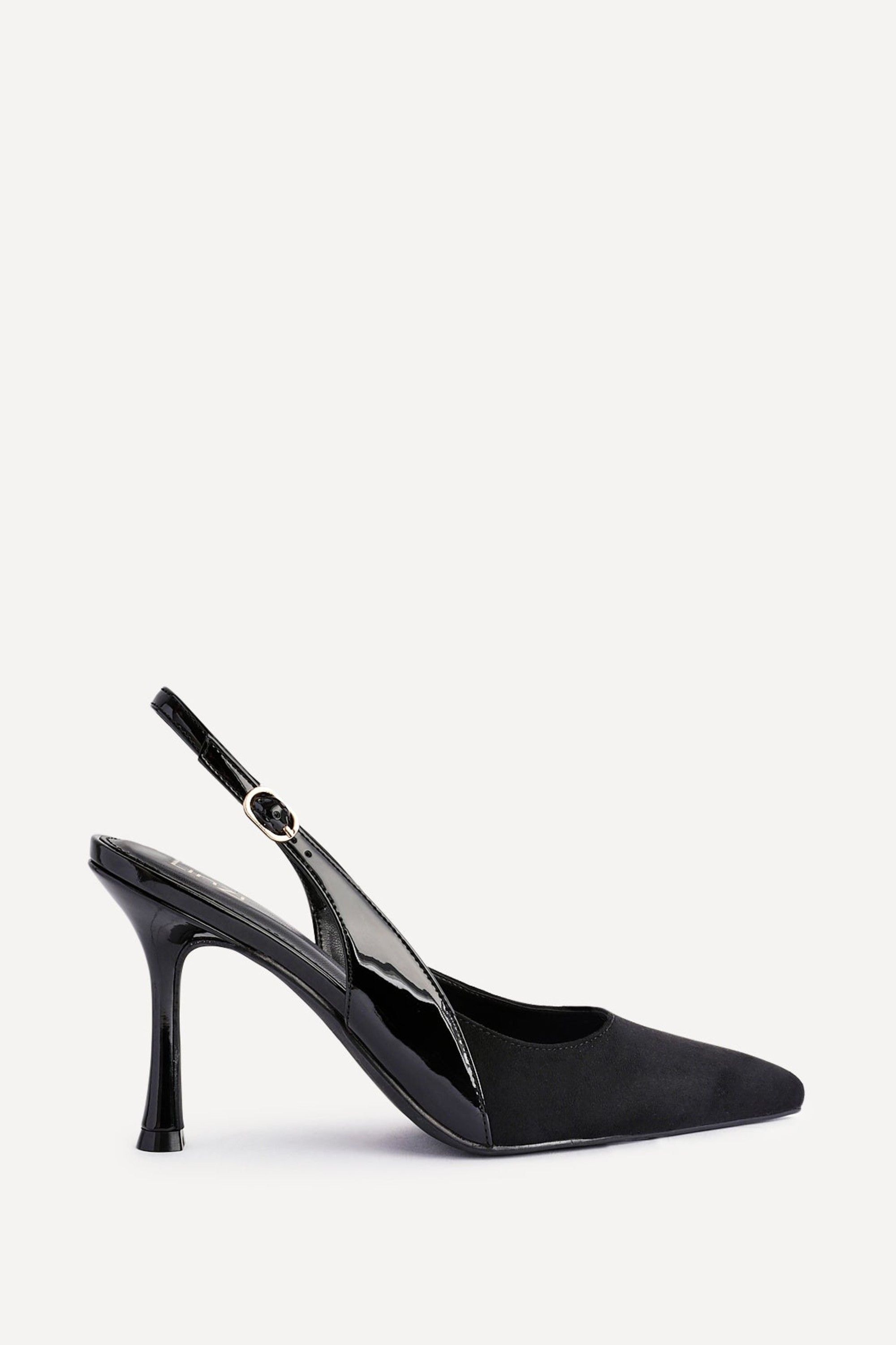 Linzi Wink Black Faux Suede Two Tone Court Heel image 1