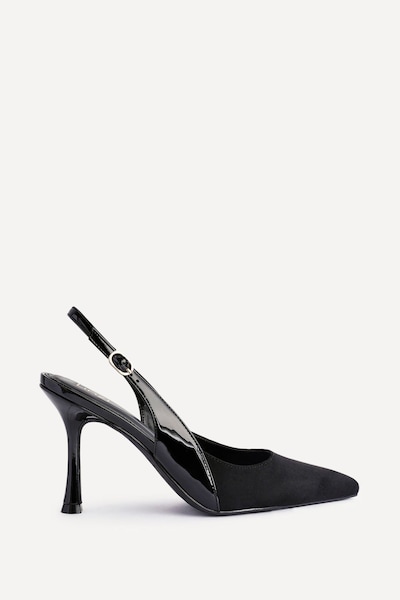 Linzi Wink Black Faux Suede Two Tone Court Heel