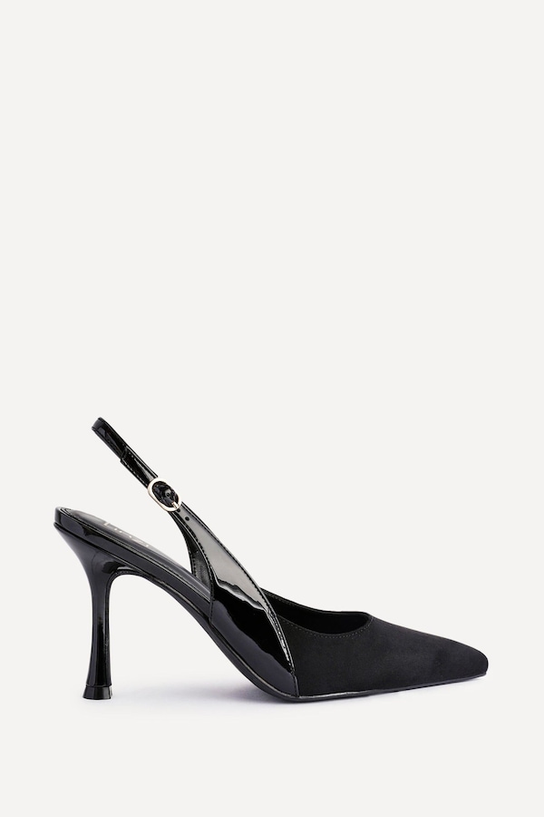 Linzi Wink Black Faux Suede Two Tone Court Heel