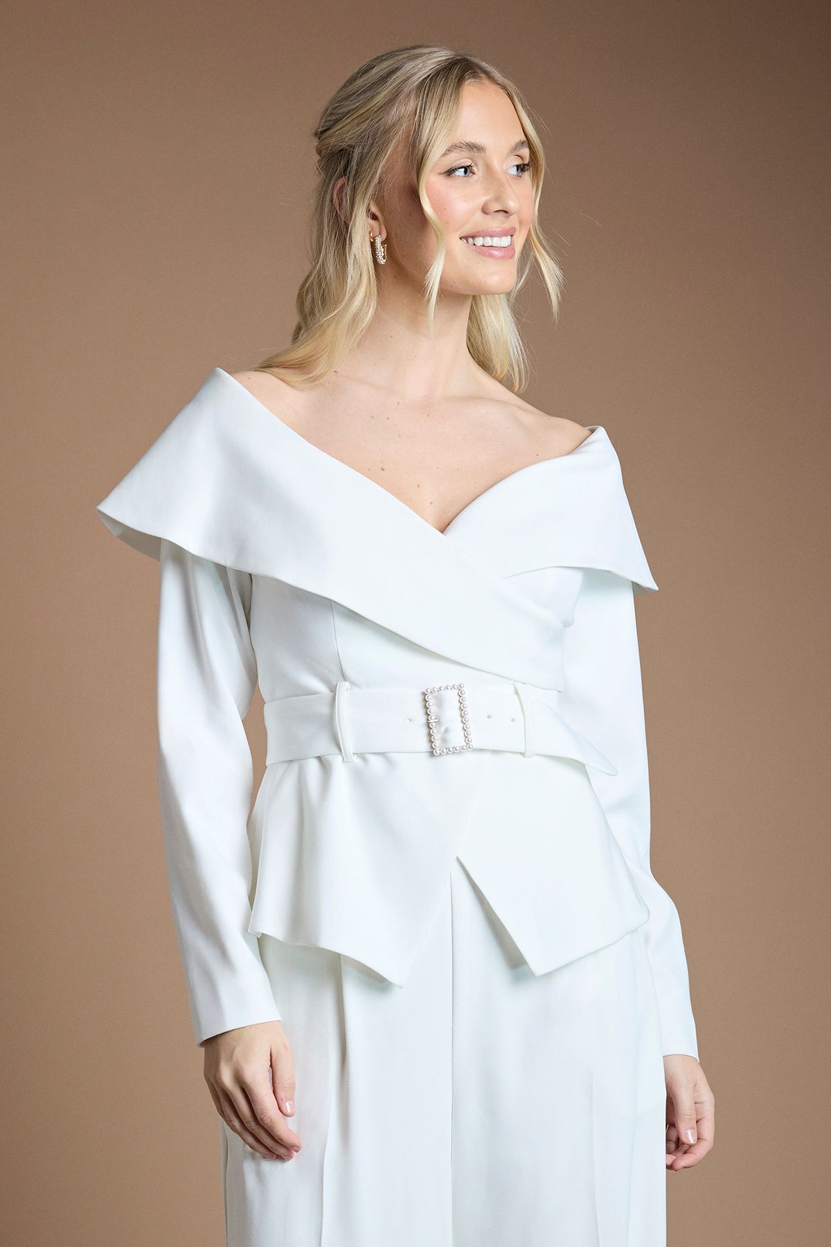 Coast Off The Shoulder Belted Top Ivory