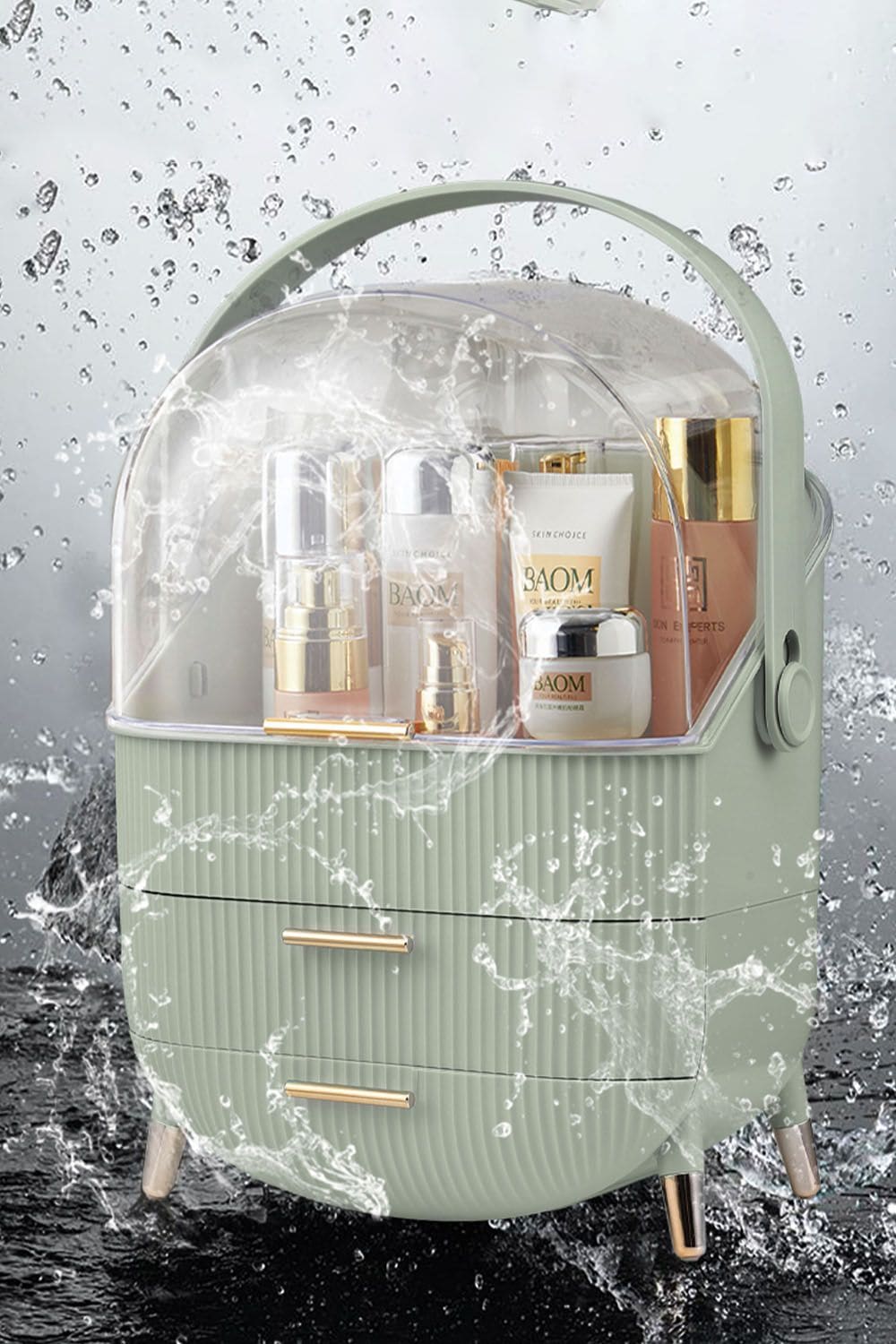 SHEONLY Portable Waterproof Dustproof Bathroom Makeup Organizer and Storage with Lid image 8