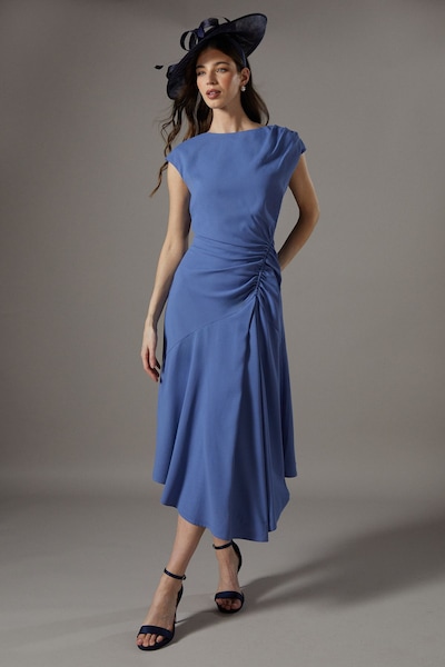 Coast Drape Side Cap Sleeve Midi Dress Grey Blue