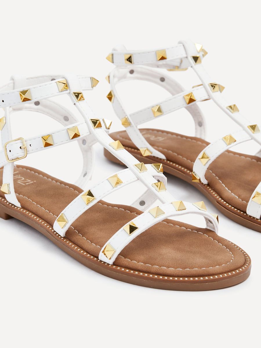 Linzi Billie White Studded Gladiator Sandals image 4