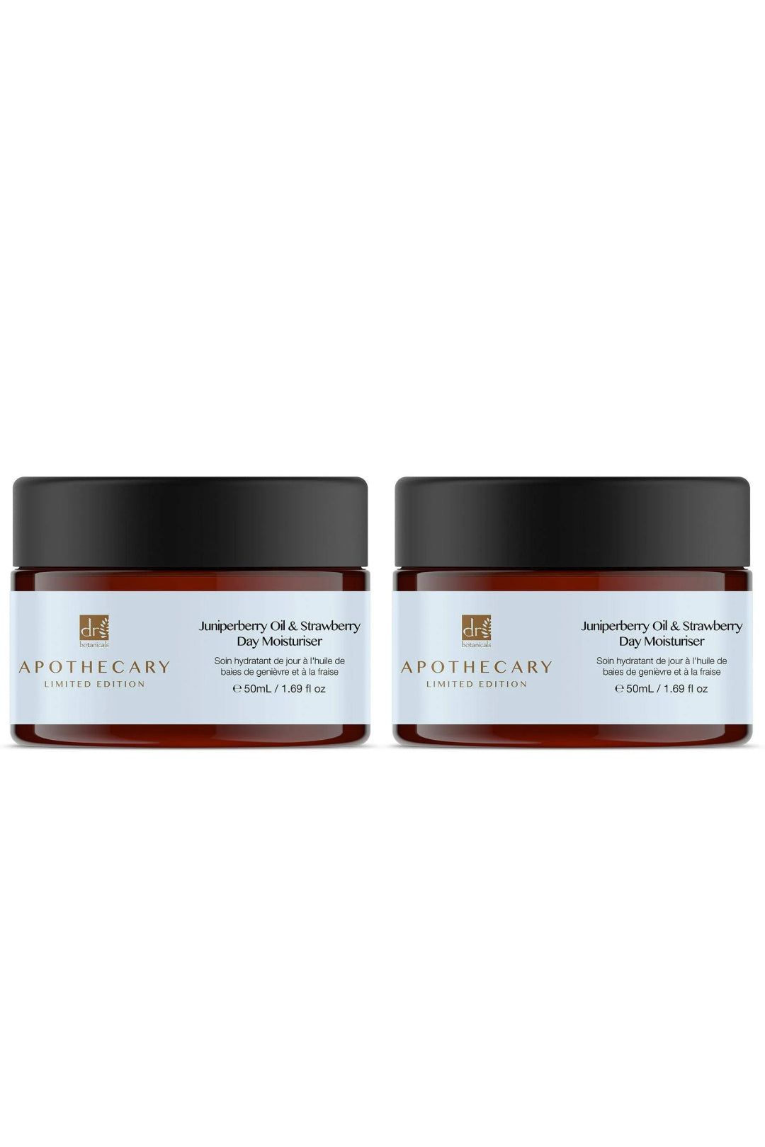 Dr. Botanicals Juniperberry Oil & Strawberry Day Moisturiser 50ml x 2 Duo Set image 1