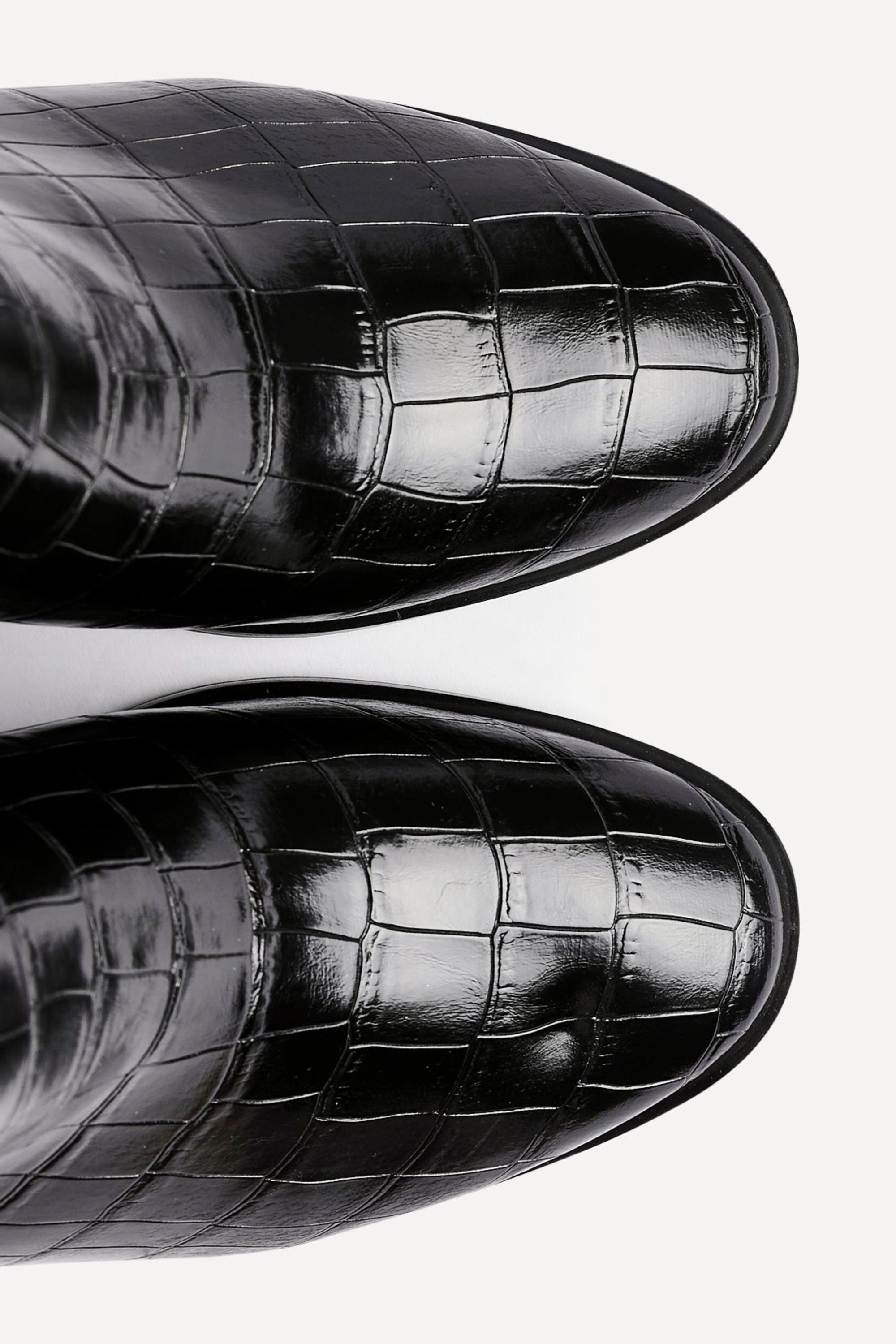 Linzi Jonas Black Faux Croc Patent Leather Block Heel Ankle Boot image 4