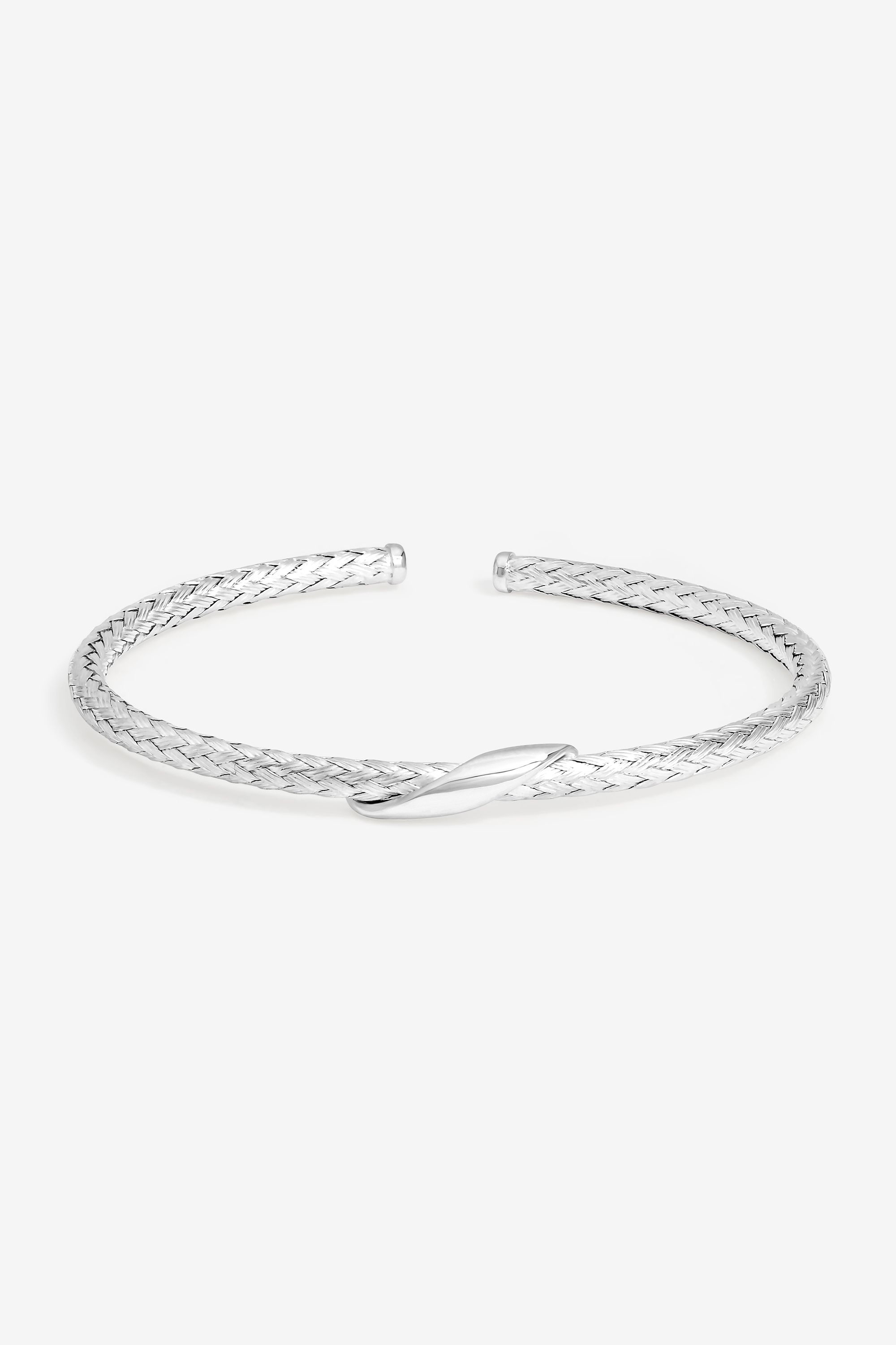 Simply Silver Sterling Silver 925 Textured Polished Cuff image 1