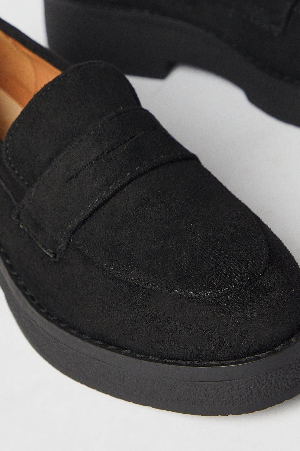 Oasis Buttercup Faux Suede Chunky Penny Loafers Natural Black image 4