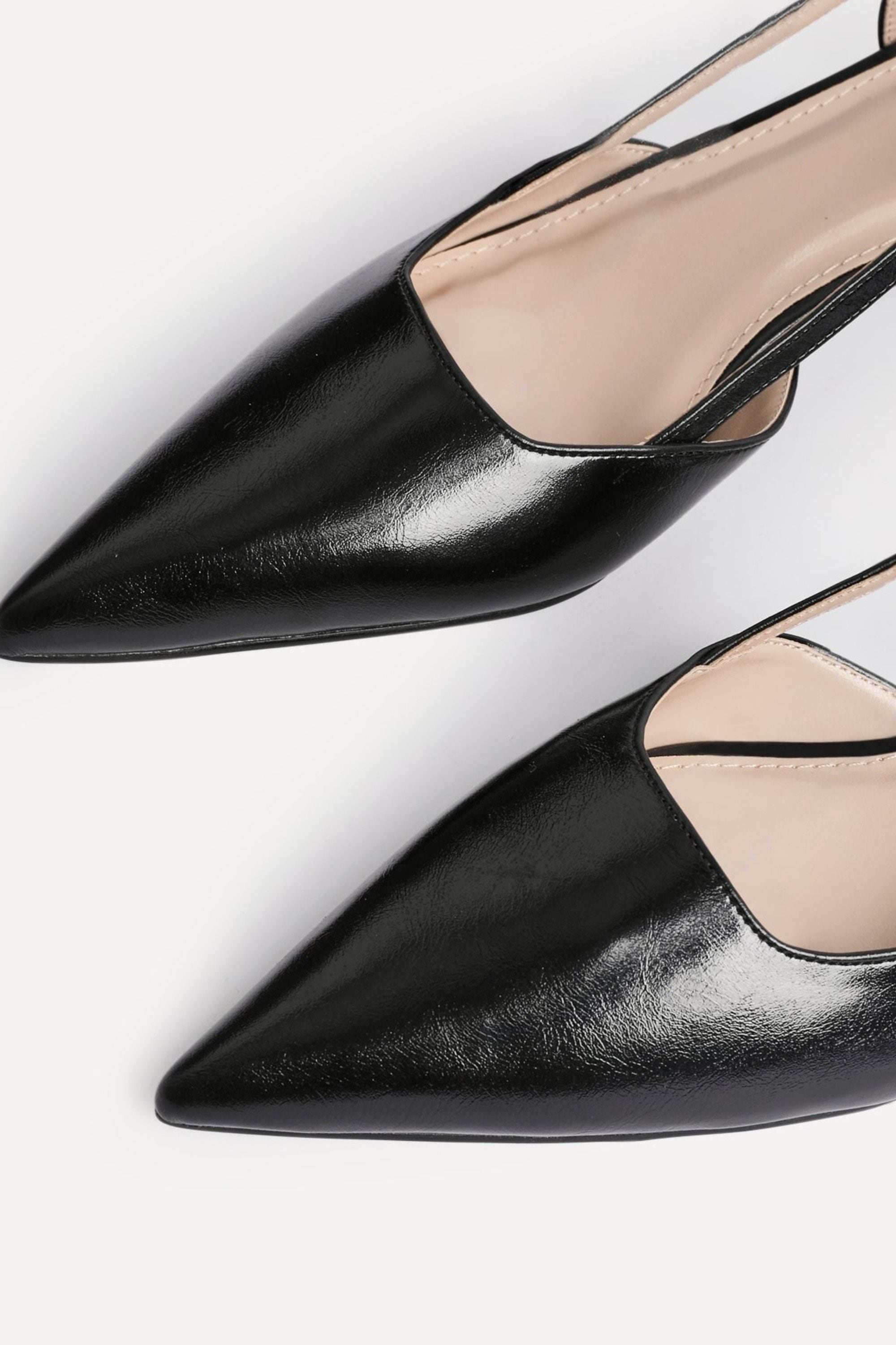 Linzi Refined Black Faux Leather Slingback Kitten Court Heels image 5