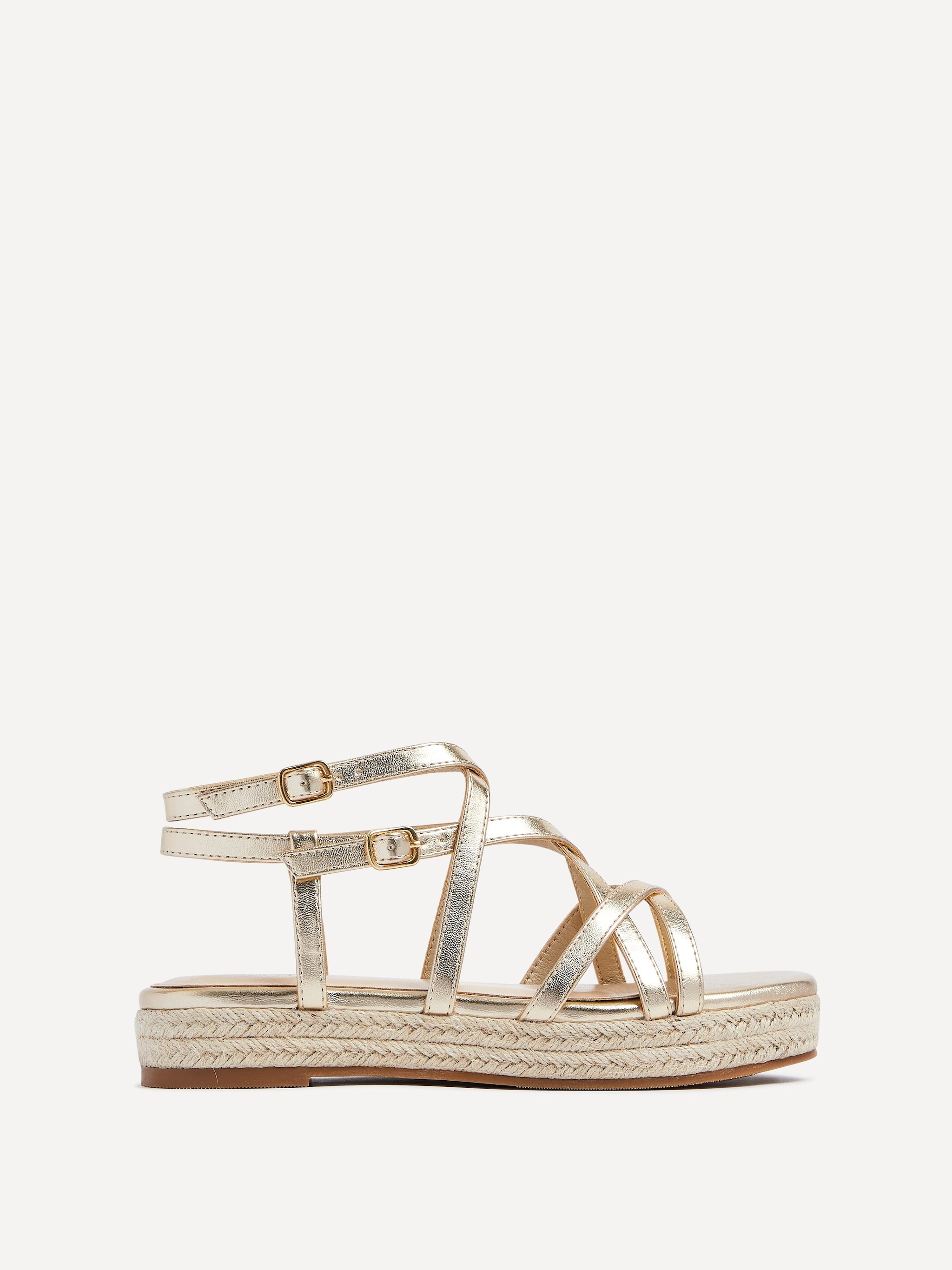 Linzi Dezi Gold Strappy Flatform Sandals image 1