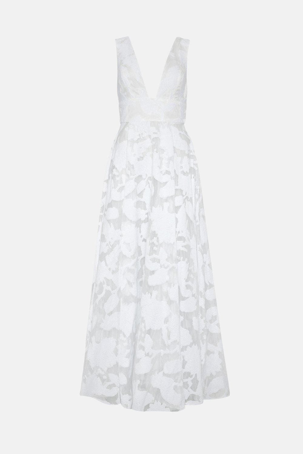 Coast Plunge V Full Skirted Jacquard Wedding Dress Ivory image 4