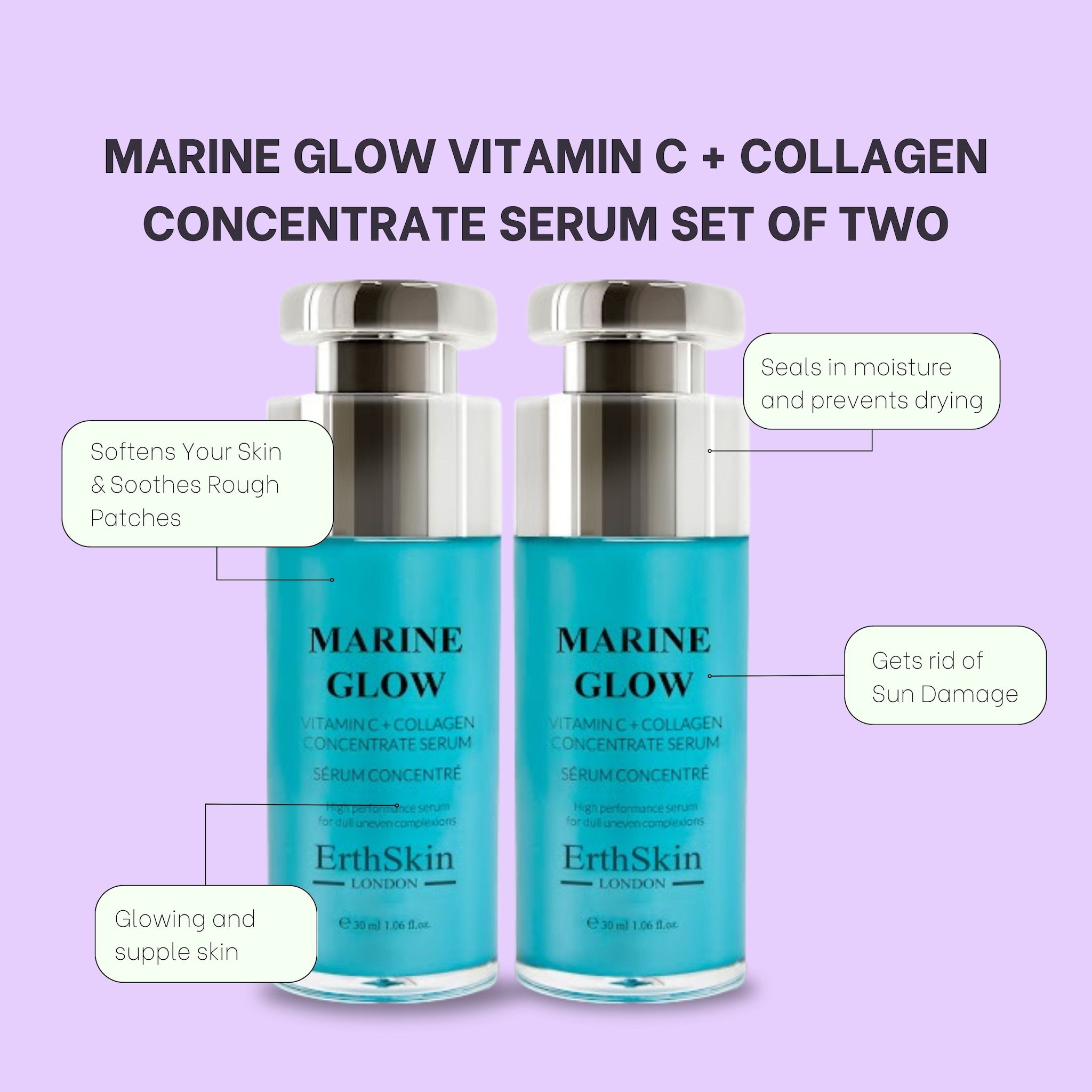 Erth Skin London 2x Marine Glow Vitamin C + Collagen Concentrate Serum 30ml image 2