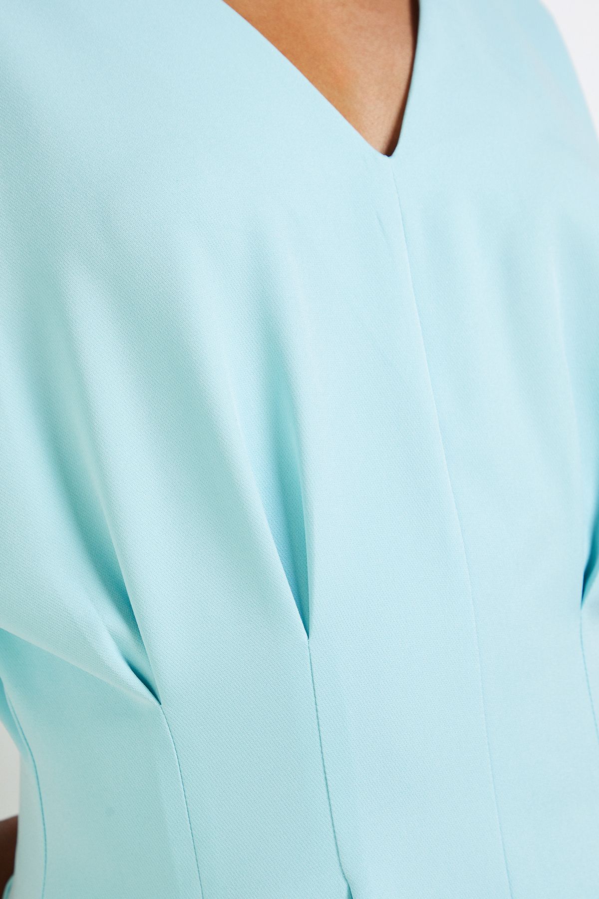 Principles Pleat Waist Relaxed Cuff Crepe Midi Dress Light Blue image 5