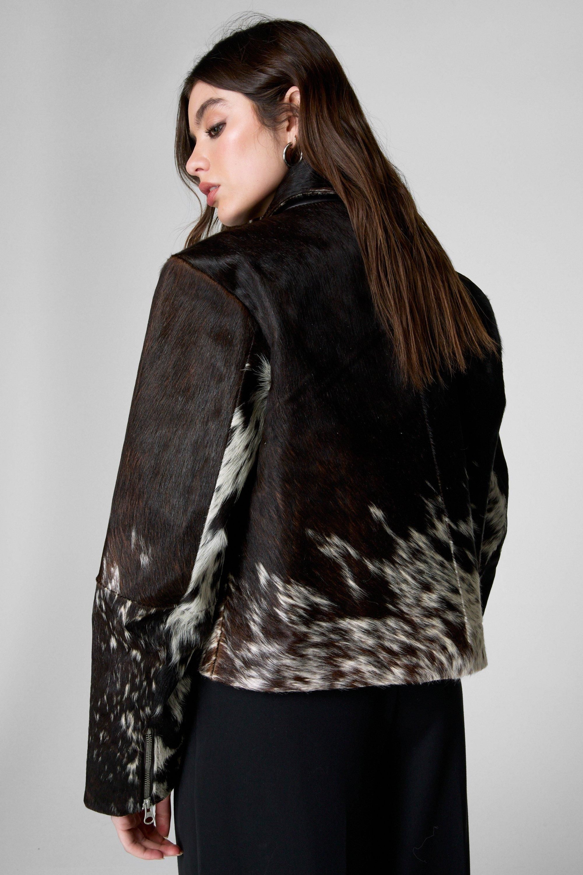 NastyGal Limited Cow Hide Leather Jacket Animal image 4