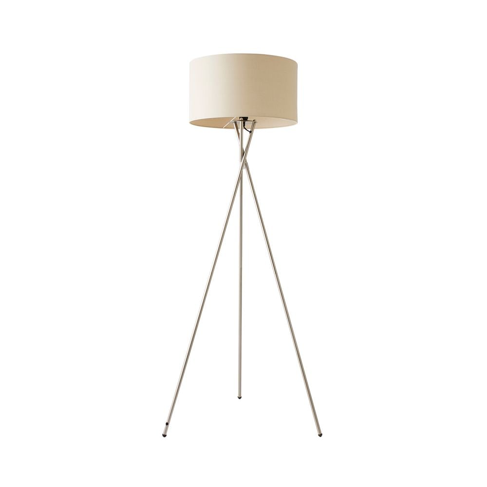 ValueLights Camden Brushed Chrome Tripod Floor Lamp with Natural Drum Lamp Shade image 6