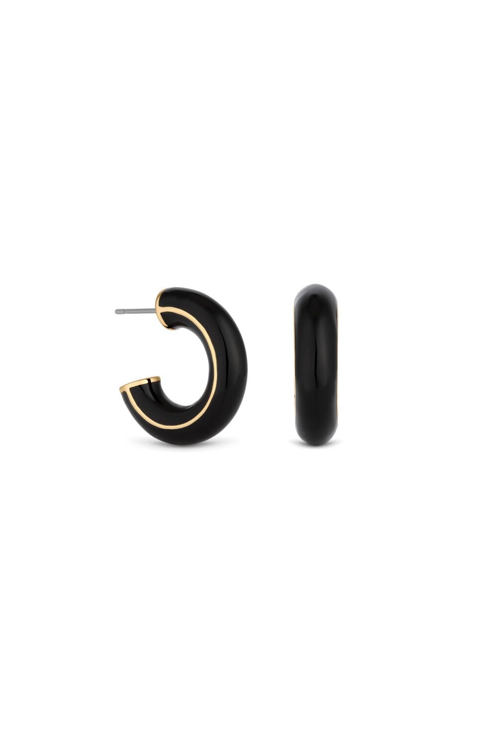 Jon Richard Jon Richard Gold Plated and Jet Hoop Earrings image 1