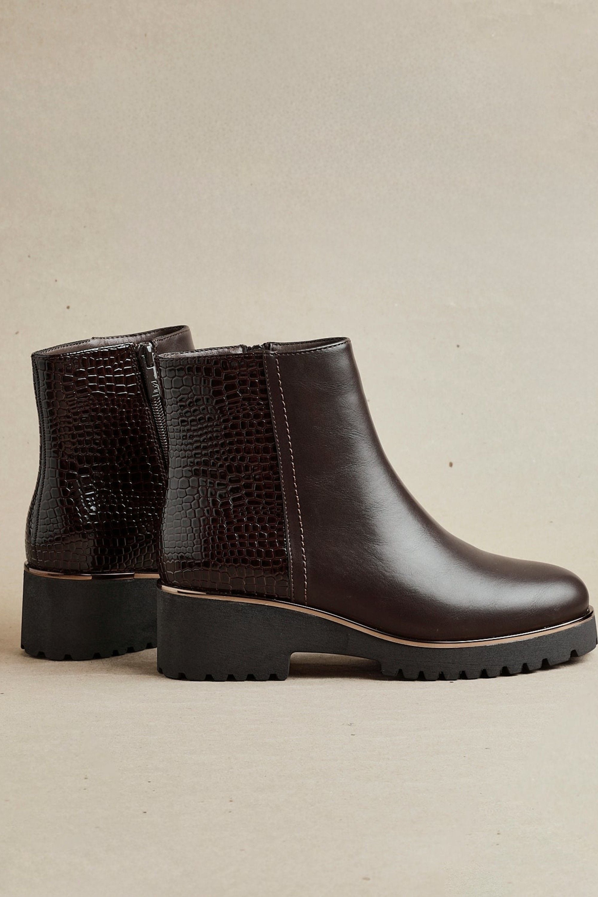 Linzi Navigate Brown Croc Mix Wedge Ankle Boot image 7