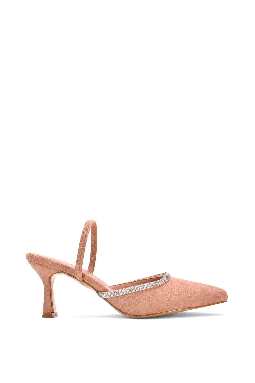 XY London 'Carlene' Diamante Trim Pointed Toe Mid Stiletto Heel Court Heels image 1