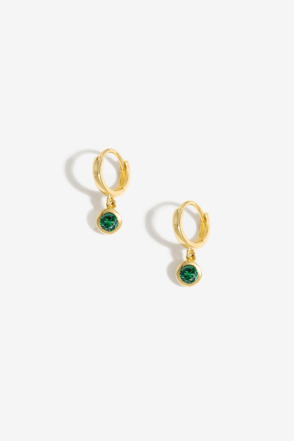 Inicio Inicio Gold Plated Green Besel Charm Earrings - Gift Pouch
