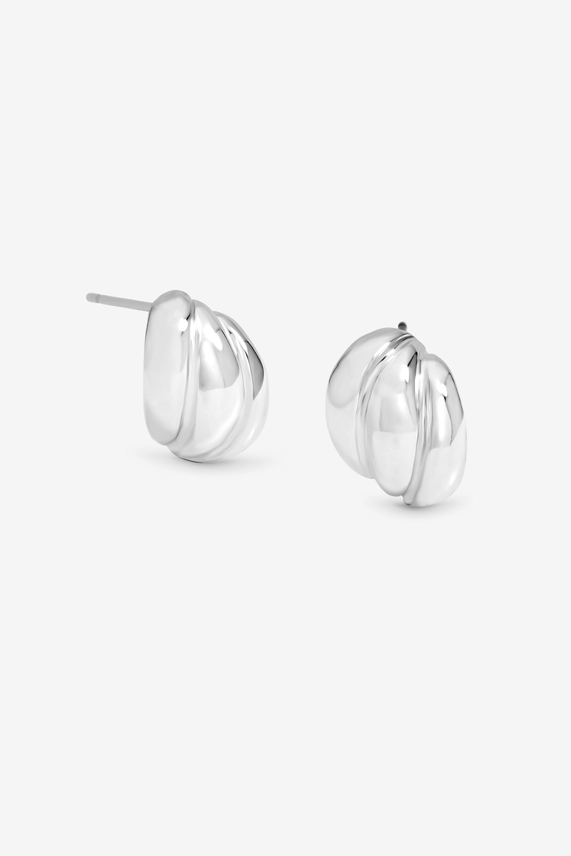 Jon Richard Silver Plated Mini Ribbed Stud Earrings image 1
