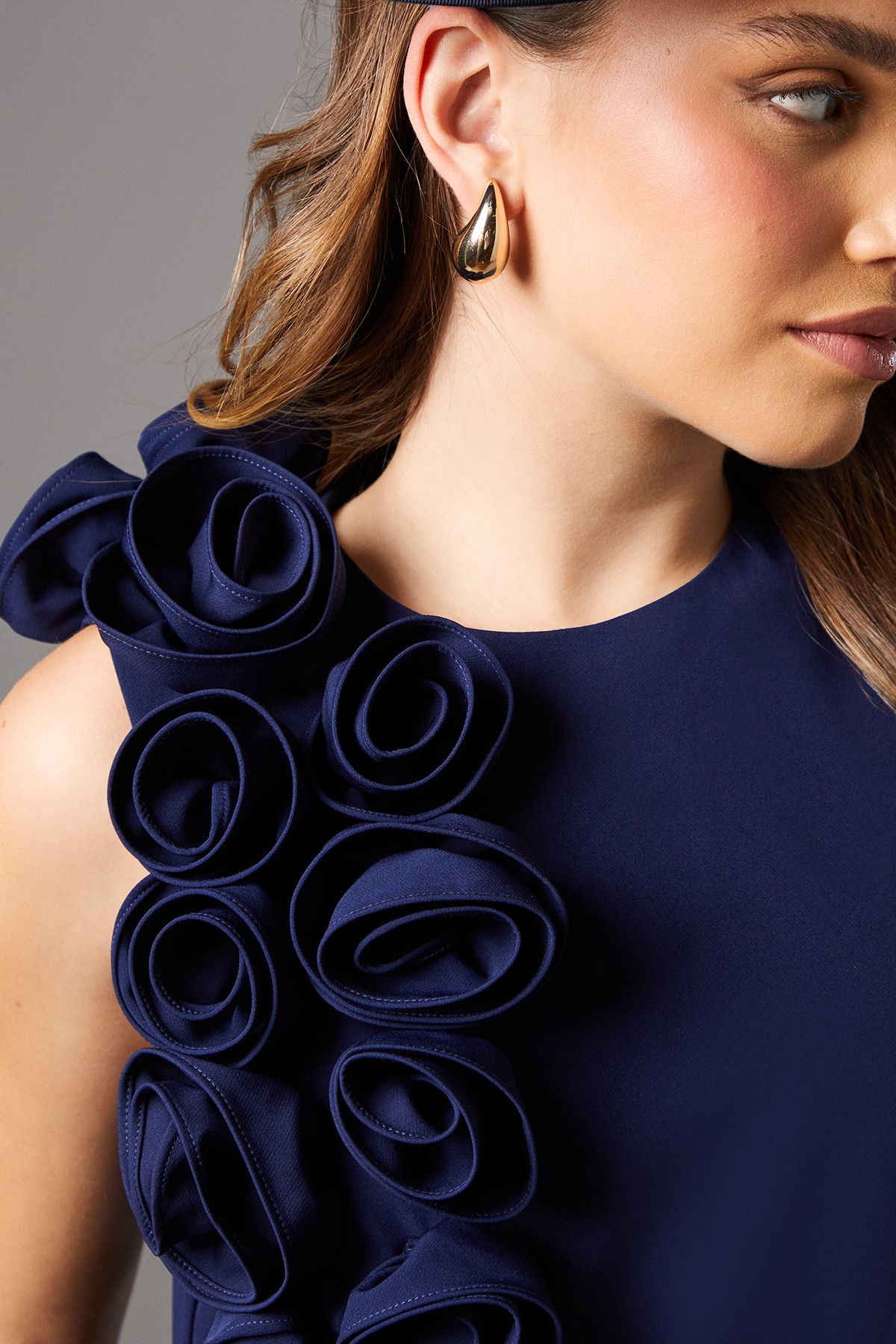 Coast Corsage Detail Pleated Jumpsuit Navy image 5