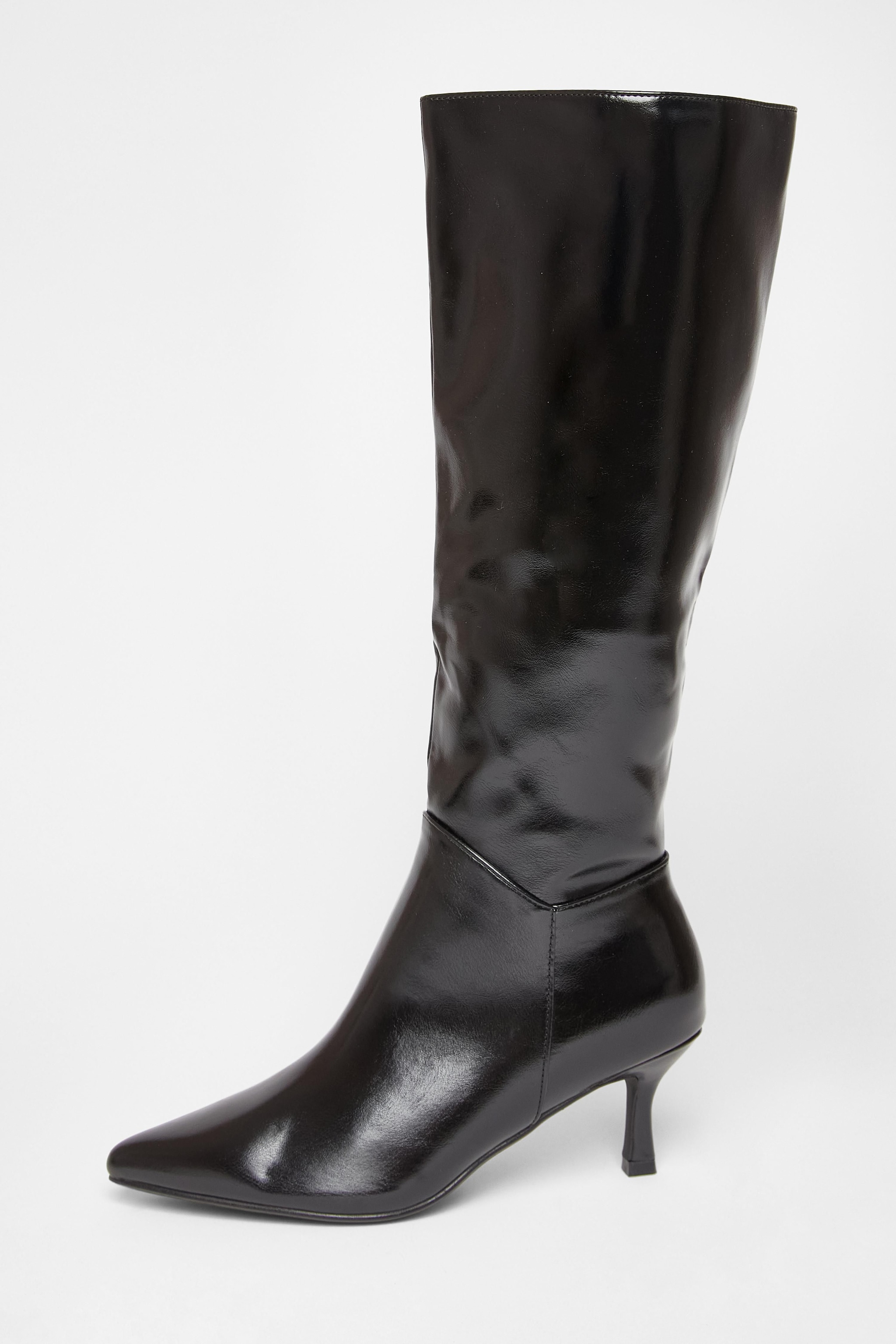 Quiz Black Faux Leather Pointed Toe Boots image 3