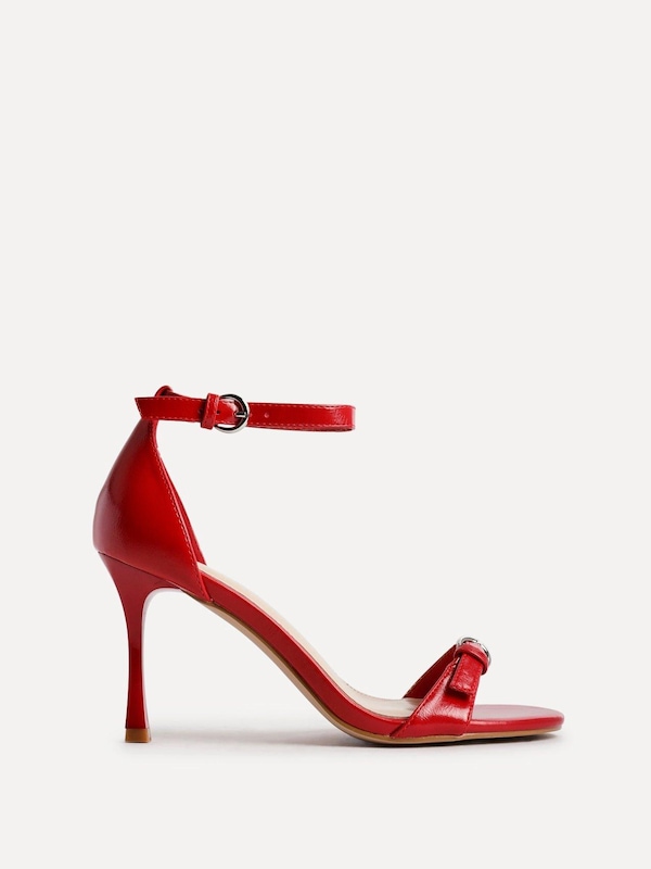 Linzi Prestige Red Faux Leather Stiletto Heeled Sandals