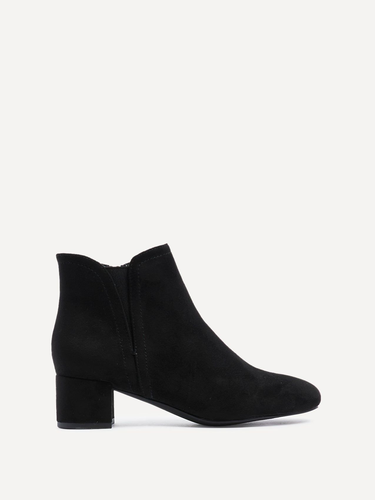 Linzi Manor Black Faux Suede Block Heeled Ankle Boot