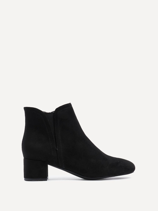 Linzi Manor Black Faux Suede Block Heeled Ankle Boot