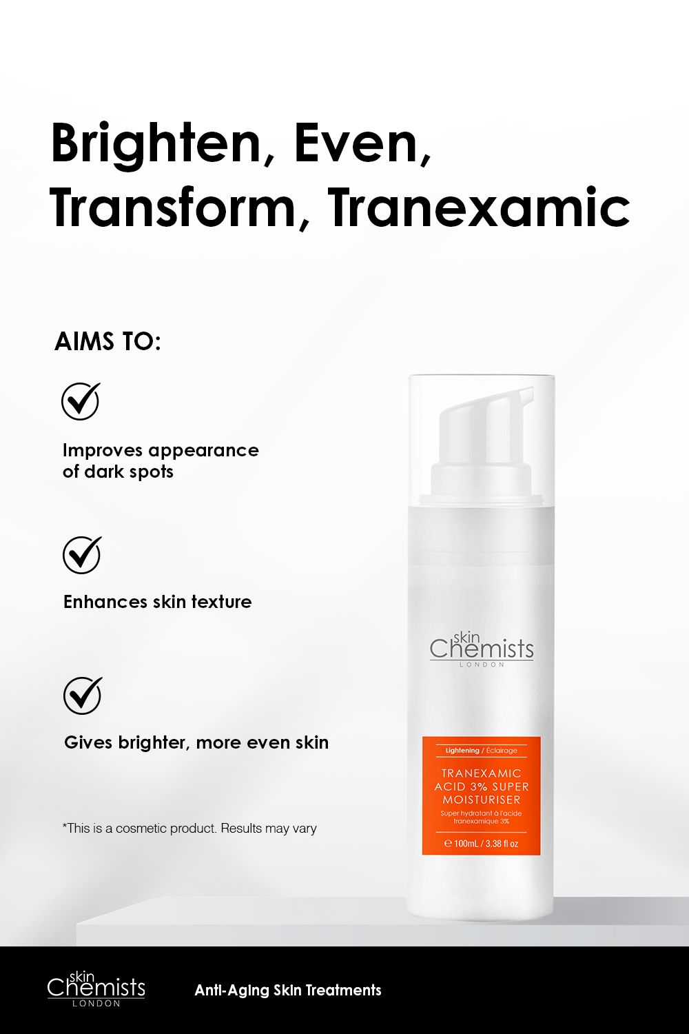 skinChemists professional Tranexamic 3% Moisturiser Cream 100ml image 4