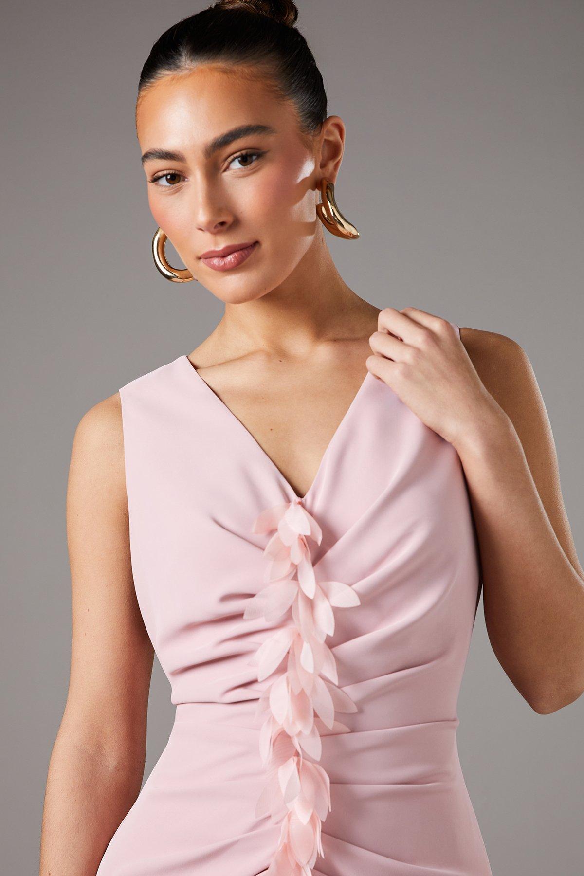 Coast Ruched Petal V Neck Maxi Dress Pink image 3