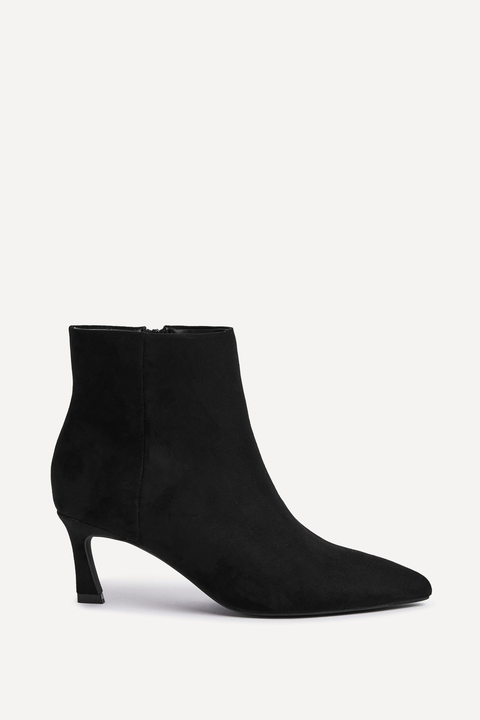 Linzi Secured Black Faux Suede Pointed Toe Stiletto Ankle Boot image 1