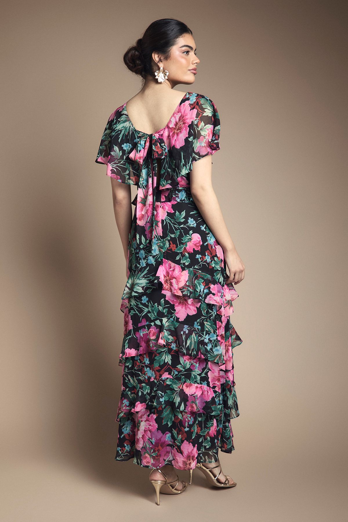 Oasis Ruffle Detail Maxi Dress Black image 3