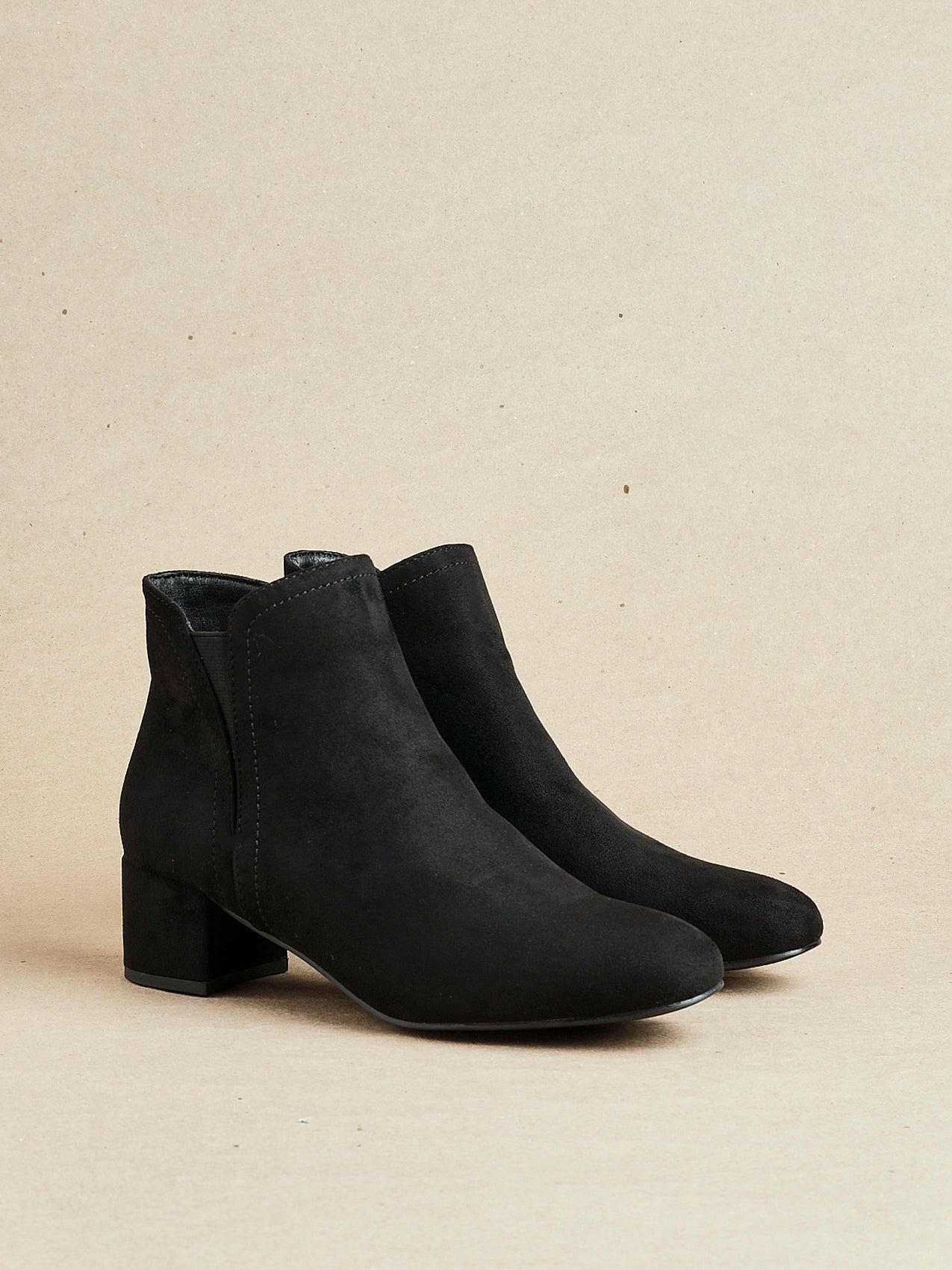 Linzi Manor Black Faux Suede Block Heeled Ankle Boot image 6