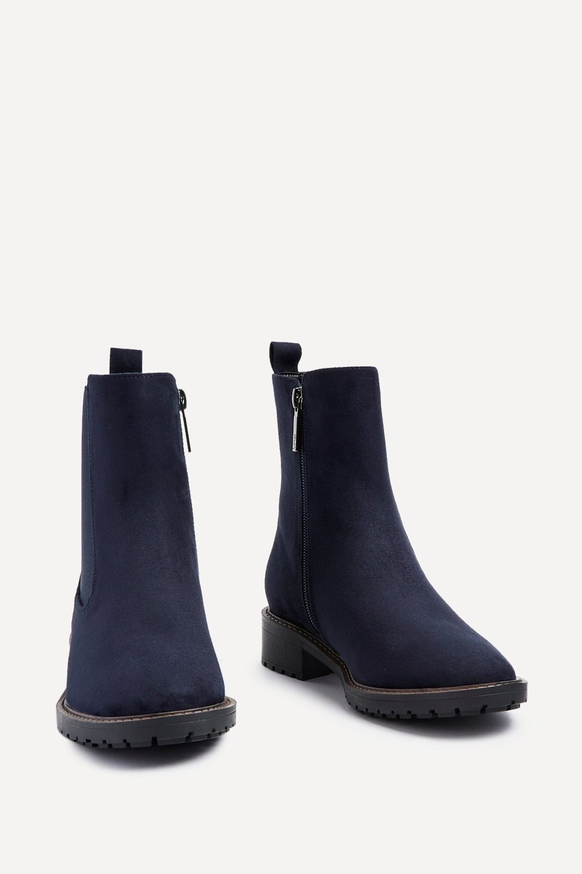 Linzi Dalston Navy Faux Suede Classic Chelsea Boot image 3