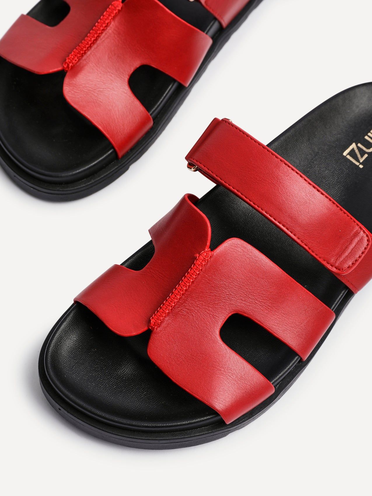 Linzi Emmy Red Faux Leather Footbed Linked Design Sandal image 4