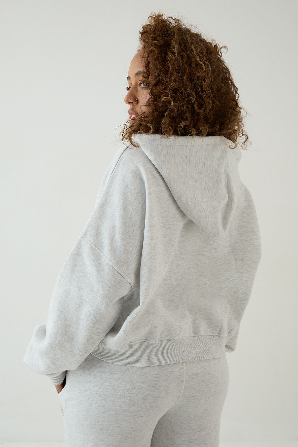 DSGN Studio DSGN Studio Collegiate Printed Zip Through Boxy Hoodie Ash Grey image 2