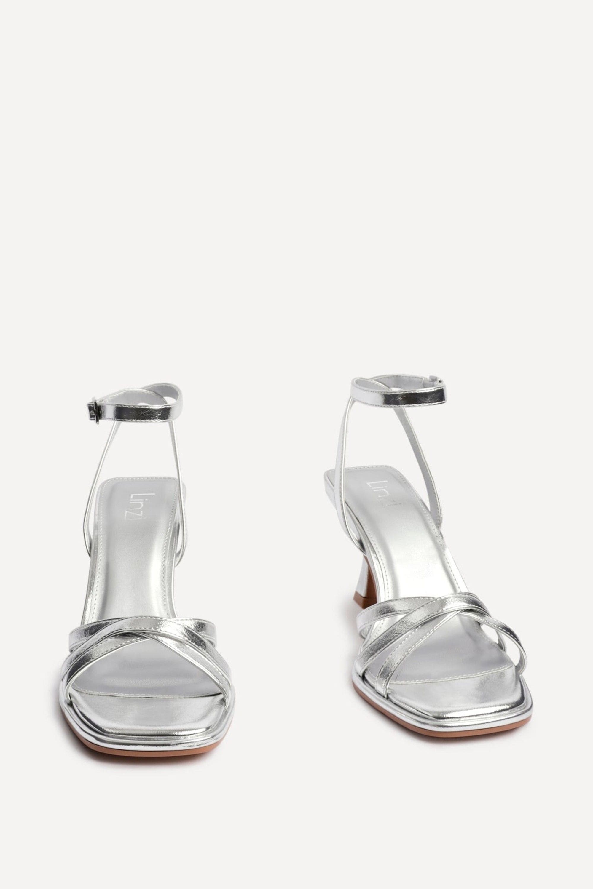 Linzi Faro Silver Faux Leather Strappy Heeled Sandals image 3
