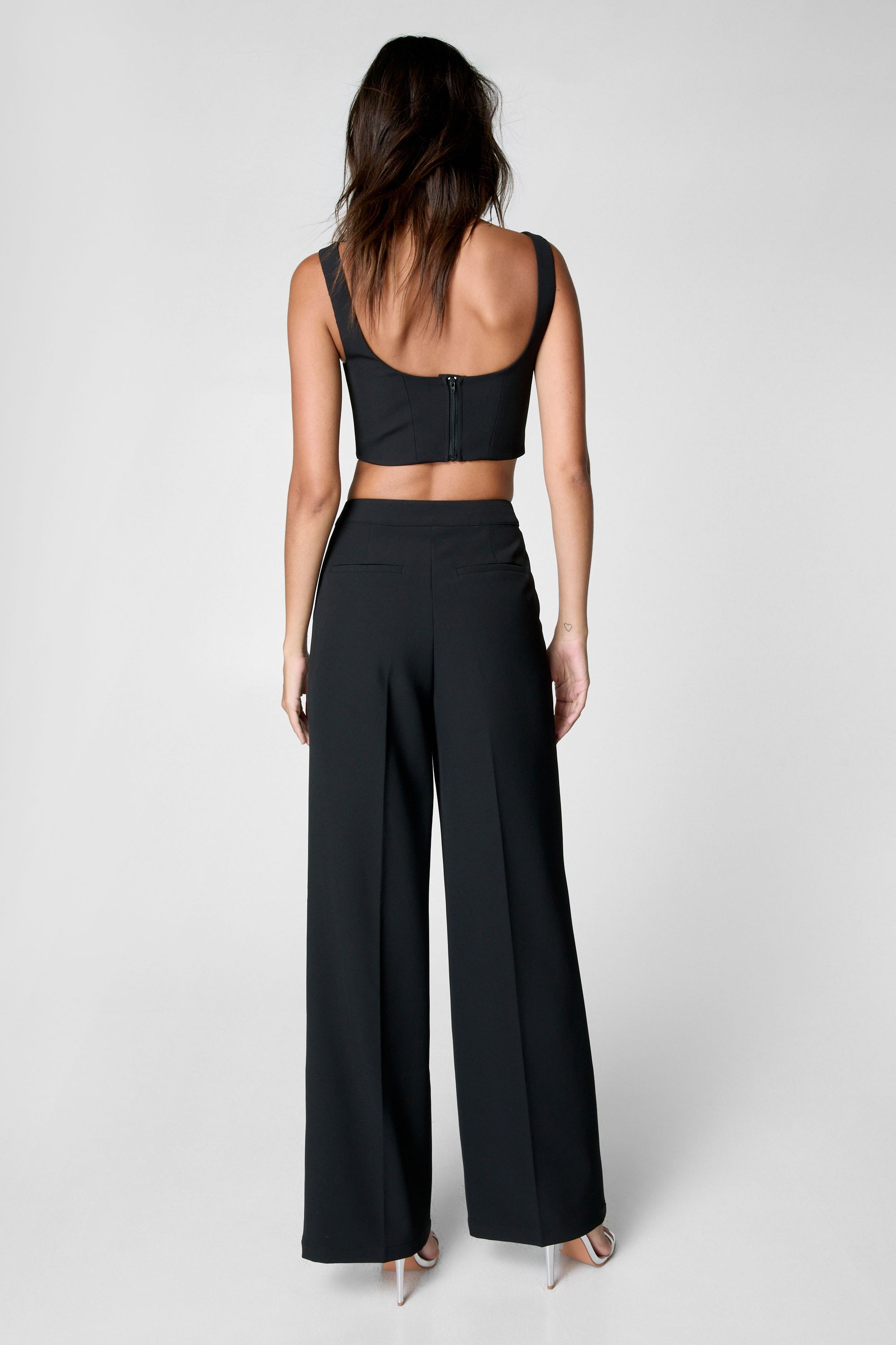 NastyGal Diamante Detail Straight Leg Pant Black image 4