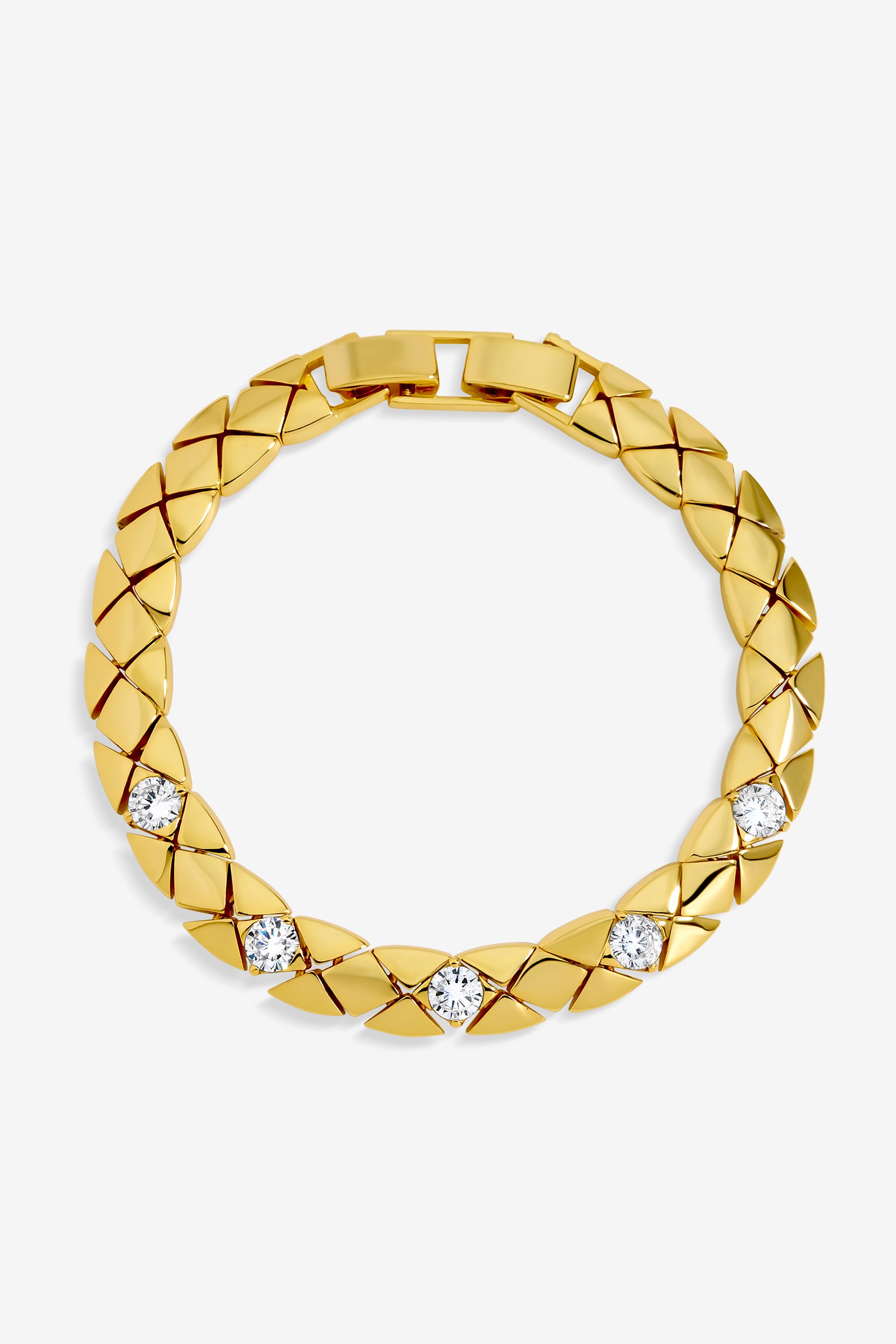 Jon Richard 18K Gold Plated and Crystal Flat Chain Bracelet image 1
