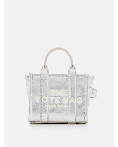 Marc Jacobs Mini Tote Bag Metallic Leather Wo - Silver Handbags