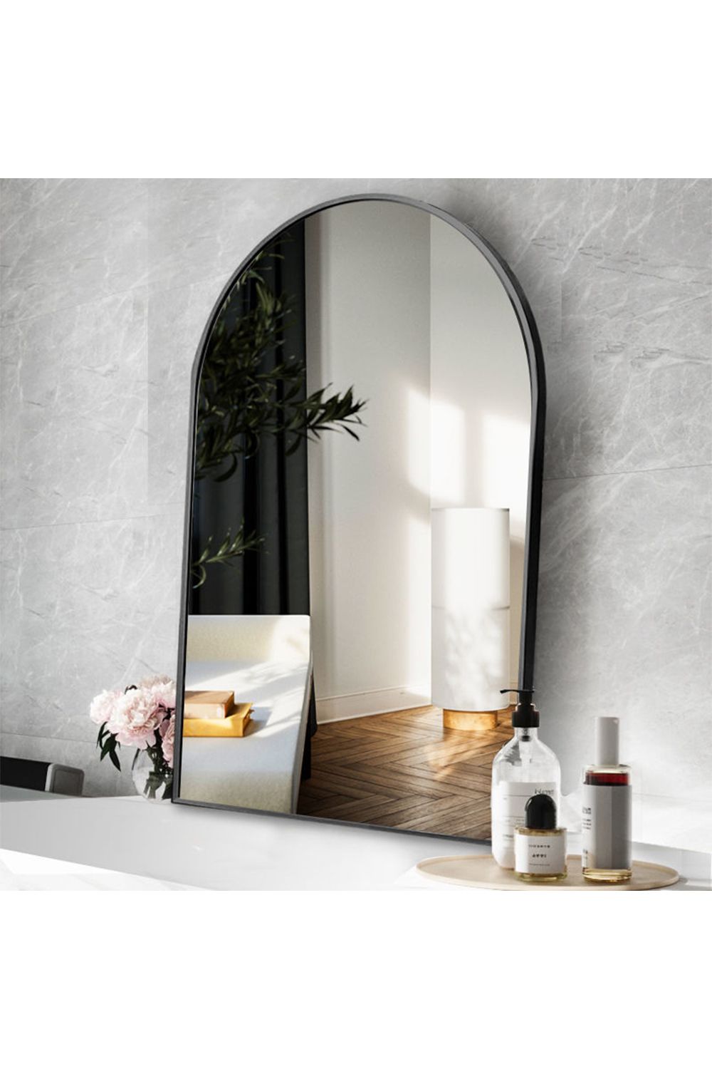 Living and Home 50x 70cm Modern Arched Metal Frame Bathroom Wall Mirror image 2