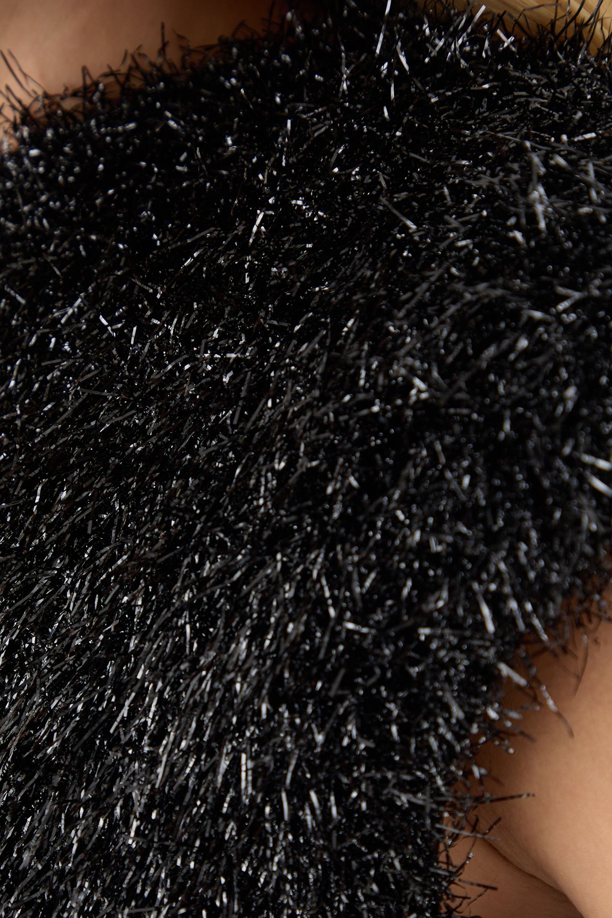 MissPap Premium Textured Shimmer Crop Top Black image 5